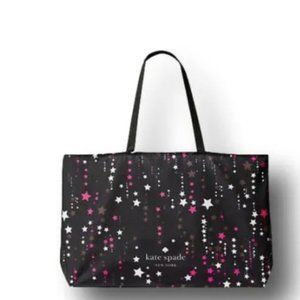 Kate Spade Extra Large Tote Bag Black with Pink & White Stars